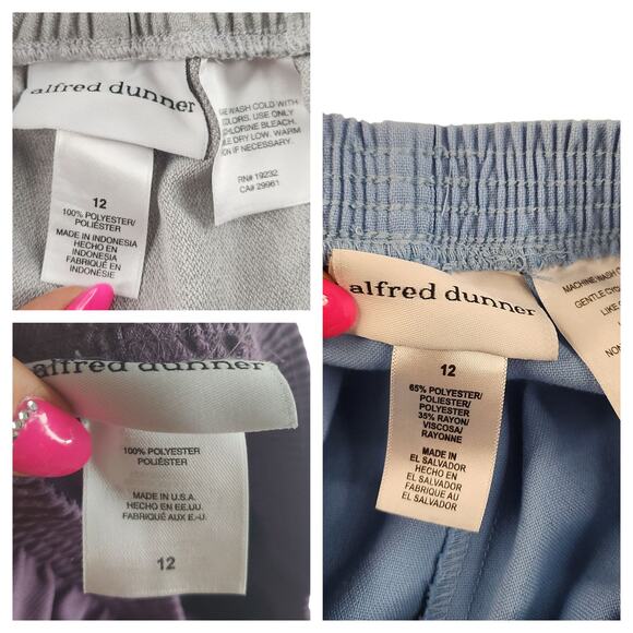 Alfred Dunner Pants Womens 12 Lot of 3 Gray Blue Purple Pull On Dress Elastic - Picture 16 of 16